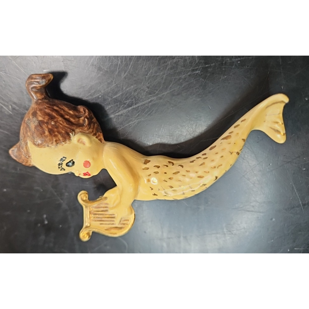 Vintage MCM Mermaid & Baby 1960s Ceramic Chalkware Beach Fantasy Wall Hangings - Picture 12 of 16